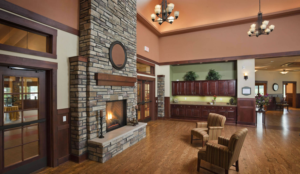 Oostburg Campus assisted living lobby fireplace